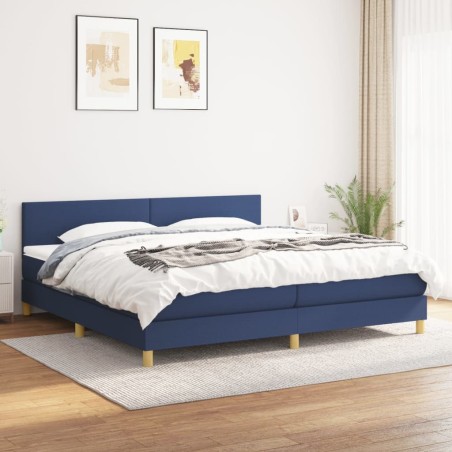 vidaXL Giroletto a Molle con Materasso Blu 200x200 cm in Tessuto