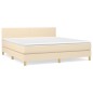 vidaXL Giroletto a Molle con Materasso Crema 160x200 cm in Tessuto