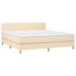vidaXL Giroletto a Molle con Materasso Crema 160x200 cm in Tessuto