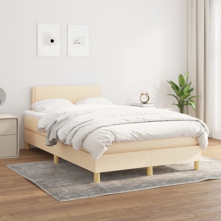 vidaXL Giroletto a Molle con Materasso Crema 120x200 cm in Tessuto