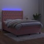 Letto a Molle con Materasso e LED Rosa 140x190 cm in Velluto Letto a Molle con Materasso e LED Rosa 140x190 cm in Velluto