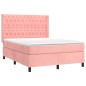 Letto a Molle con Materasso e LED Rosa 140x190 cm in Velluto Letto a Molle con Materasso e LED Rosa 140x190 cm in Velluto