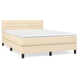 vidaXL Giroletto a Molle con Materasso Crema 140x200 cm in Tessuto