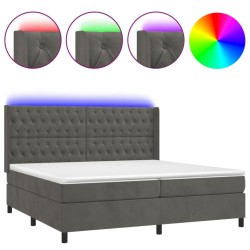 vidaXL Letto a Molle con Materasso e LED Grigio Scuro 200x200 cm