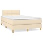 vidaXL Giroletto a Molle con Materasso Crema 120x200 cm in Tessuto