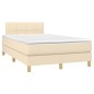 vidaXL Giroletto a Molle con Materasso Crema 120x200 cm in Tessuto