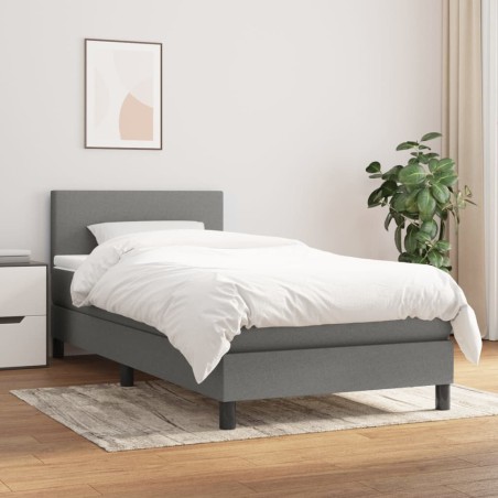 vidaXL Giroletto a Molle con Materasso Grigio Scuro 80x200 cm Tessuto