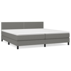 vidaXL Giroletto a Molle con Materasso Grigio Scuro 200x200 cm Tessuto