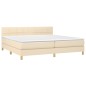 vidaXL Giroletto a Molle con Materasso Crema 200x200 cm in Tessuto
