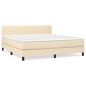 vidaXL Giroletto a Molle con Materasso Crema 160x200 cm in Tessuto