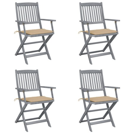 vidaXL Sedie da Giardino Pieghevoli 4pz con Cuscini in Massello Acacia