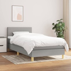 vidaXL Giroletto a Molle con Materasso Grigio Chiaro 80x200 cm Tessuto