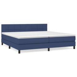 vidaXL Giroletto a Molle con Materasso Blu 200x200 cm in Tessuto