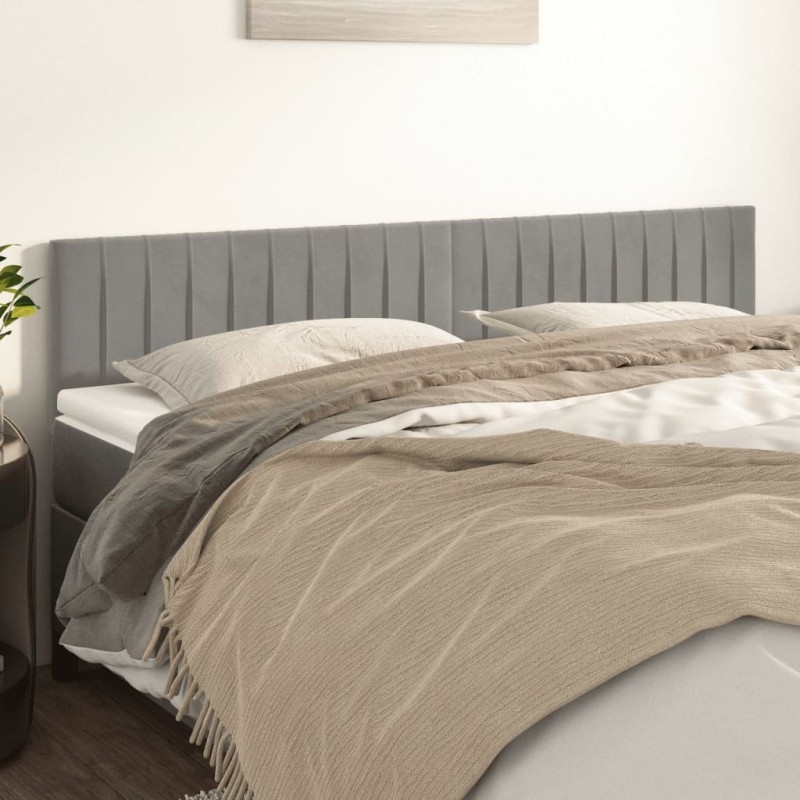 Testiere 2 pz Grigio Chiaro 100x5x78/88 cm in Velluto Testiere 2 pz Grigio Chiaro 100x5x78/88 cm in Velluto