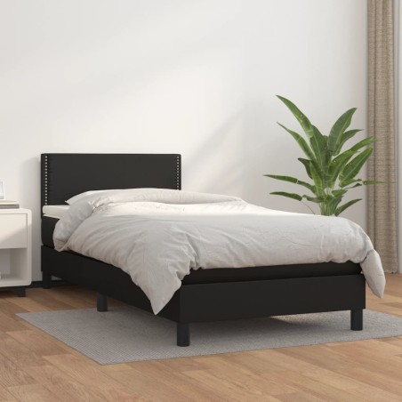 vidaXL Giroletto a Molle con Materasso Nero 90x200 cm in Similpelle