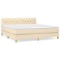 vidaXL Giroletto a Molle con Materasso Crema 160x200 cm in Tessuto