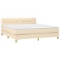 vidaXL Giroletto a Molle con Materasso Crema 160x200 cm in Tessuto