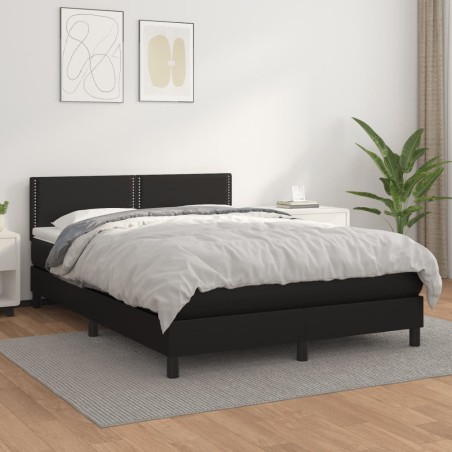 vidaXL Giroletto a Molle con Materasso Nero 140x190 cm in Similpelle