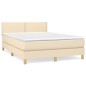 vidaXL Giroletto a Molle con Materasso Crema 140x200 cm in Tessuto