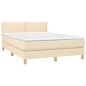 vidaXL Giroletto a Molle con Materasso Crema 140x200 cm in Tessuto