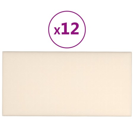 Pannelli Murali 12 pz Crema 60x30 cm Velluto 2,16 m²