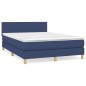 vidaXL Giroletto a Molle con Materasso Blu 140x200 cm in Tessuto