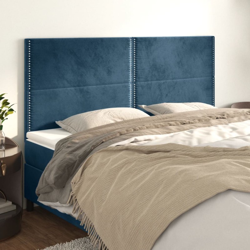 vidaXL Testiere 4 pz Blu Scuro 100x5x78/88 cm in Velluto vidaXL Testiere 4 pz Blu Scuro 100x5x78/88 cm in Velluto