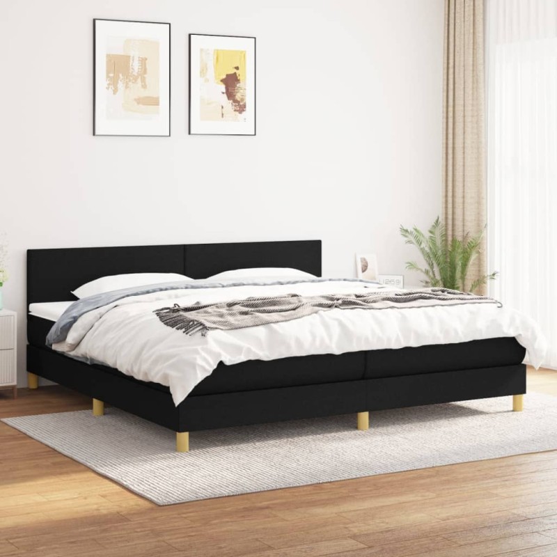 Giroletto a Molle con Materasso Nero 200x200 cm in Tessuto
