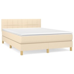 vidaXL Giroletto a Molle con Materasso Crema 140x200 cm in Tessuto