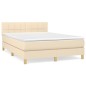 vidaXL Giroletto a Molle con Materasso Crema 140x200 cm in Tessuto
