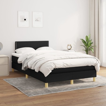 vidaXL Giroletto a Molle con Materasso Nero 120x200 cm in Tessuto