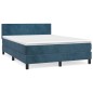 Giroletto a Molle con Materasso Blu Scuro 140x200 cm in Velluto