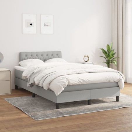 vidaXL Giroletto a Molle con Materasso Grigio Chiaro 120x200cm Tessuto