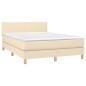 Giroletto a Molle con Materasso Crema 140x200 cm in Tessuto
