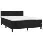 vidaXL Giroletto a Molle con Materasso Nero 140x190 cm in Velluto
