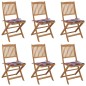 Sedie da Giardino Pieghevoli 6 pz con Cuscini Massello Acacia Sedie da Giardino Pieghevoli 6 pz con Cuscini Massello Acacia