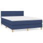 vidaXL Giroletto a Molle con Materasso Blu 140x200 cm in Tessuto