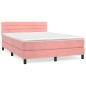 vidaXL Giroletto a Molle con Materasso Rosa 140x190 cm in Velluto
