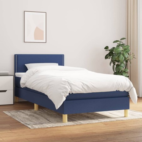vidaXL Giroletto a Molle con Materasso Blu 90x200 cm inTessuto