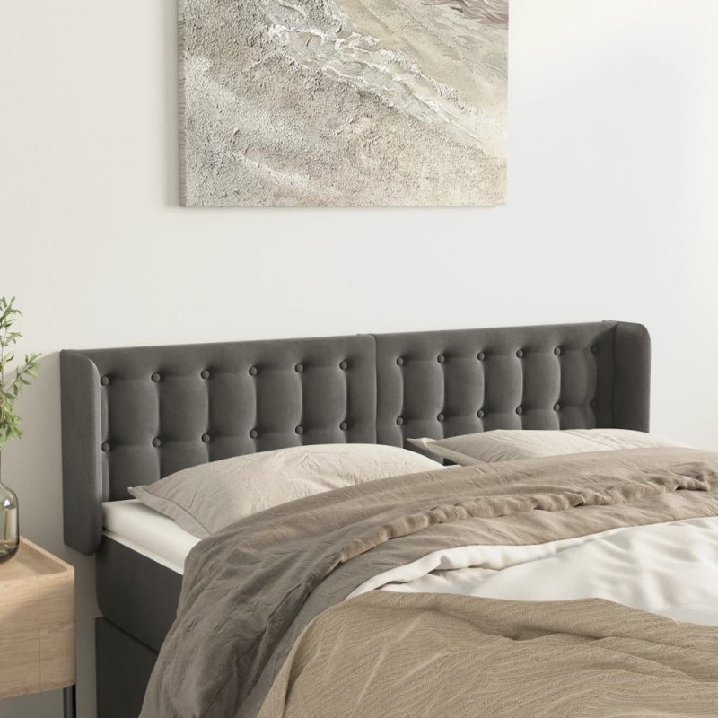 Testiera ad Orecchio Grigio Scuro 147x16x78/88 cm in Velluto Testiera ad Orecchio Grigio Scuro 147x16x78/88 cm in Velluto