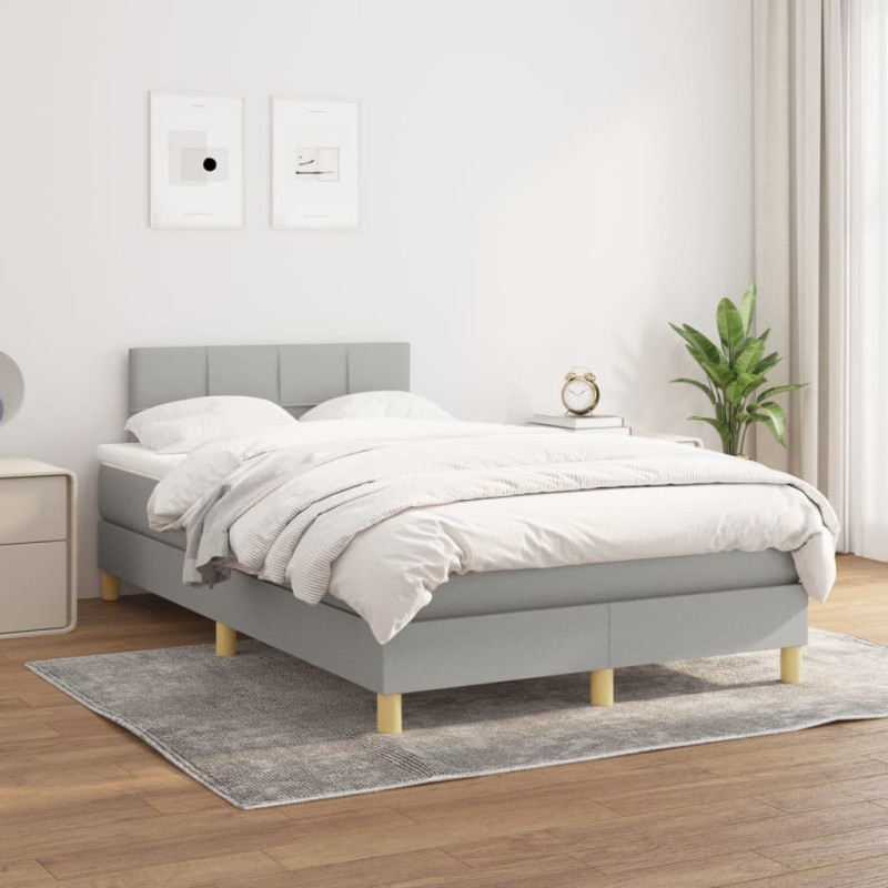 vidaXL Giroletto a Molle con Materasso Grigio Chiaro 120x200cm Tessuto