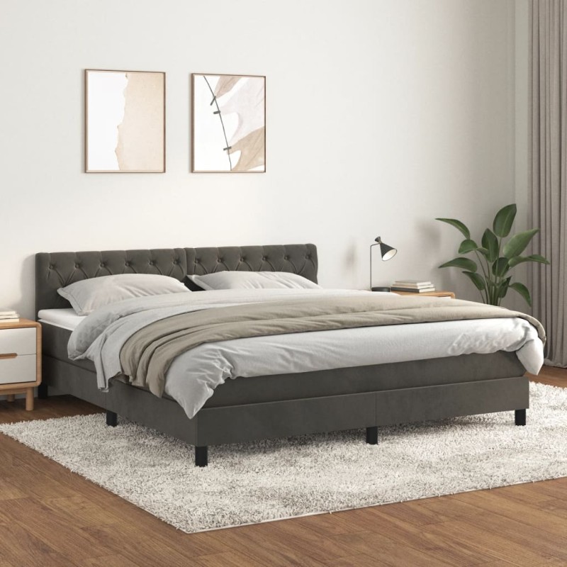 vidaXL Giroletto a Molle con Materasso Grigio Scuro 160x200 cm Velluto