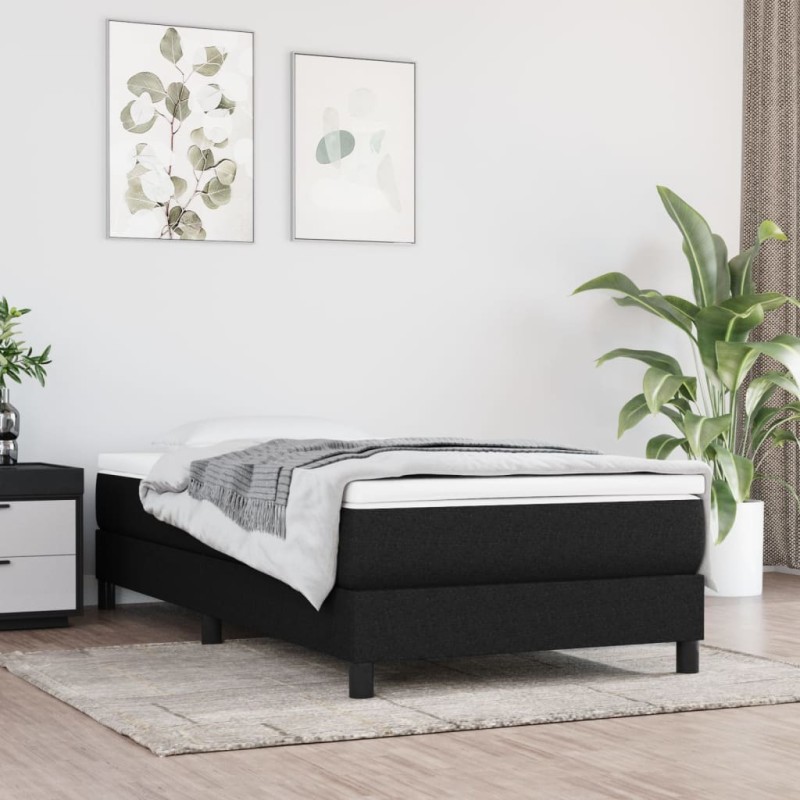vidaXL Giroletto a Molle con Materasso Nero 90x200 cm in Tessuto