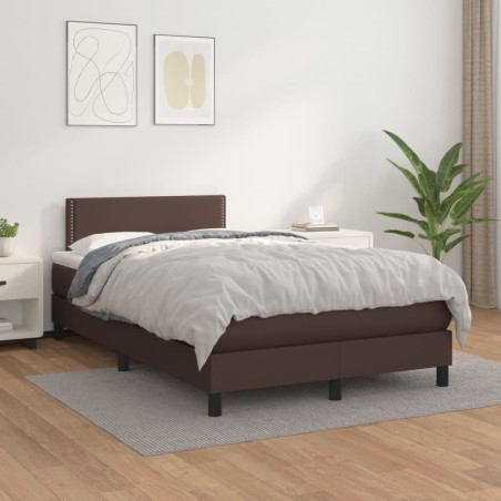Giroletto a Molle con Materasso Marrone 120x200cm in Similpelle