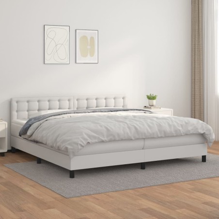 vidaXL Giroletto a Molle con Materasso Bianco 200x200cm in Similpelle