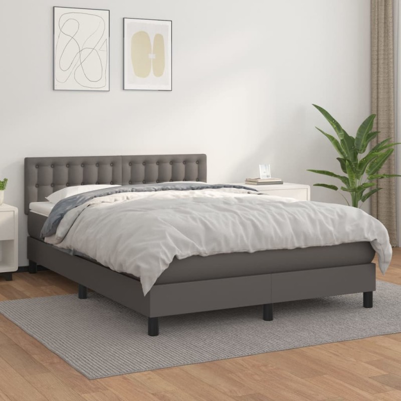 vidaXL Giroletto a Molle con Materasso Grigio 140x200 cm in Similpelle