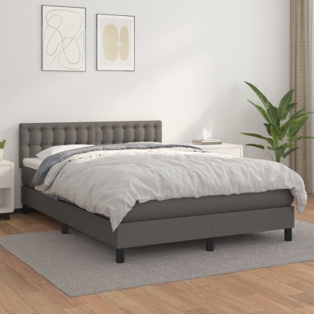 vidaXL Giroletto a Molle con Materasso Grigio 140x200 cm in Similpelle