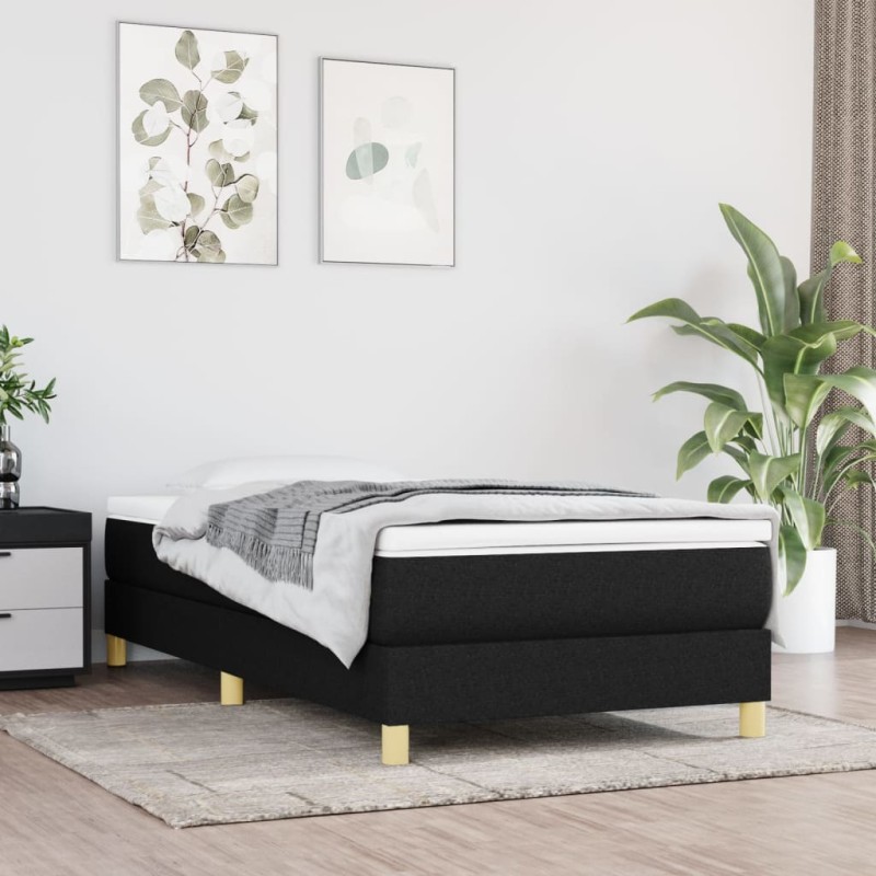 vidaXL Giroletto a Molle con Materasso Nero 90x200 cm in Tessuto