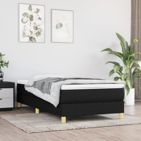 vidaXL Giroletto a Molle con Materasso Nero 90x200 cm in Tessuto