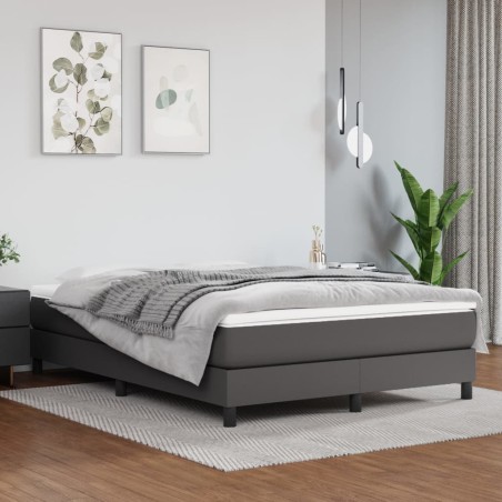 vidaXL Giroletto a Molle con Materasso Grigio 140x190 cm in Similpelle